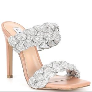 Kenley Rhinestone Braided Square Toe Stiletto Dress Sandals - Size 8